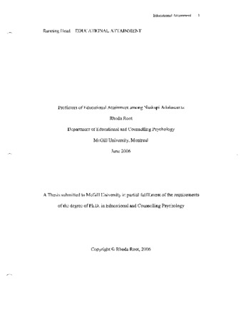 Predictors of educational attainment among Naskapi adolescents thumbnail