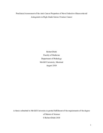 Preclinical assessment of the anti-cancer properties of novel selective glucocorticoid antagonists in high-grade serous ovarian cancer thumbnail