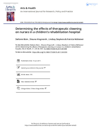 Determining the effects of therapeutic clowning on nurses in a children's rehabilitation hospital thumbnail