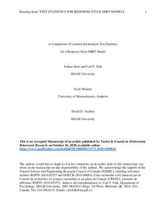 A Comparison of Limited-Information Test Statistics for a Response Style MIRT Model thumbnail