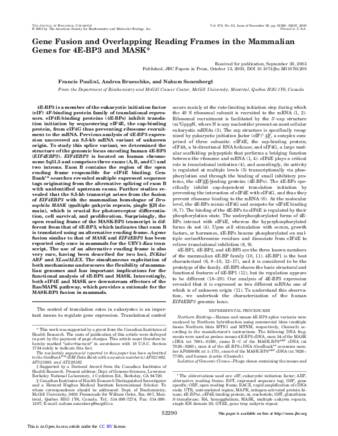 Gene Fusion and Overlapping Reading Frames in the Mammalian Genes for 4E-BP3 and MASK thumbnail