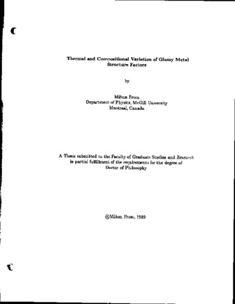 Thermal and compositional variation of glassy metal structure factors thumbnail