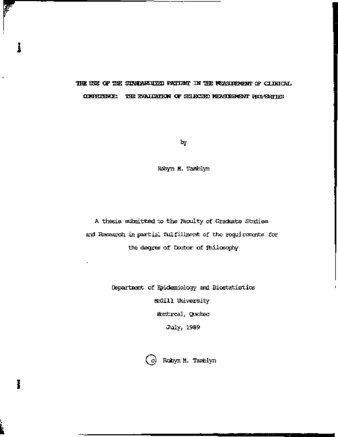 The use of the standardized patient in the measurement of clinical competence : the evaluation of selected measurement properties thumbnail