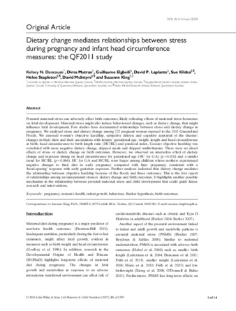 Dietary change mediates relationships between stress during pregnancy and infant head circumference measures: the QF2011 study thumbnail