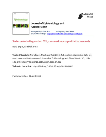Tuberculosis diagnostics: Why we need more qualitative research thumbnail