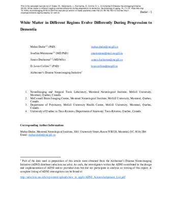 White matter in different regions evolves differently during progression to dementia thumbnail