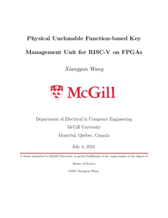 Physical Unclonable Function-based Key Management Unit for RISC-V on FPGAs thumbnail