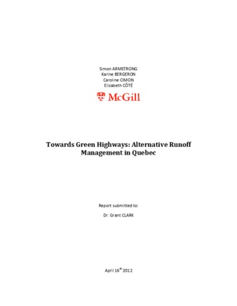 Towards green highways: Alternative runoff management in Quebec thumbnail