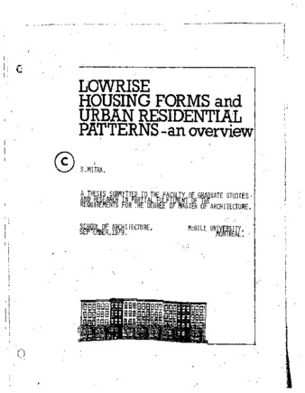 Lowrise housing forms and urban residential patterns : an overview thumbnail