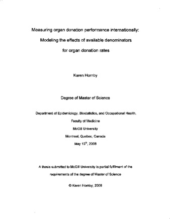 Measuring organ donation performance internationally : modeling the effects of available denominators for organ donation rates thumbnail