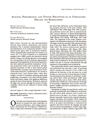 Analysis, Performance, and Tension Perception of an Unmeasured Prelude for Harpsichord thumbnail