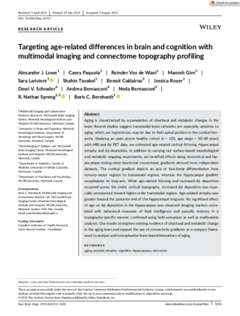Targeting age-related differences in brain and cognition with multimodal imaging and connectome topography profiling thumbnail