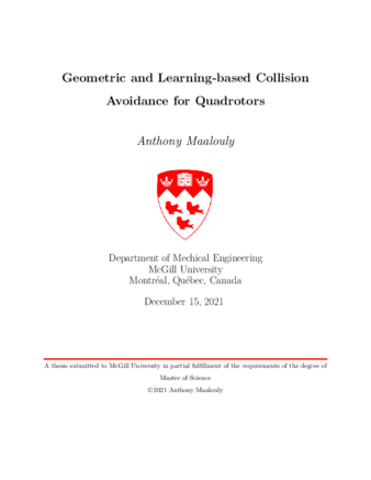 Geometric and learning-based collision avoidance for quadrotors thumbnail