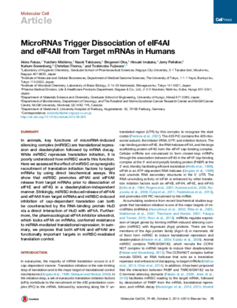 MicroRNAs Trigger Dissociation of eIF4AI and eIF4AII from Target mRNAs in Humans thumbnail