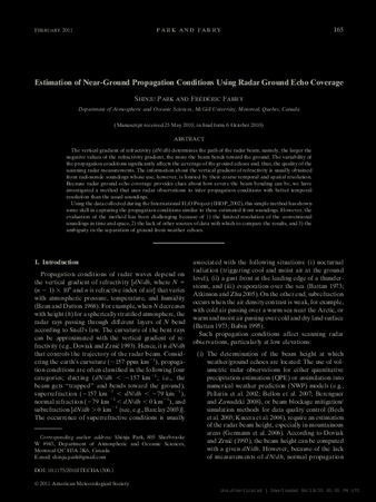 Estimation of Near-Ground Propagation Conditions Using Radar Ground Echo Coverage thumbnail