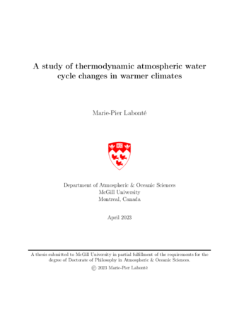 A study of thermodynamic atmospheric water cycle changes in warmer climates thumbnail