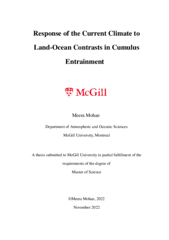 Response of the current climate to land-ocean contrasts in cumulus entrainment thumbnail