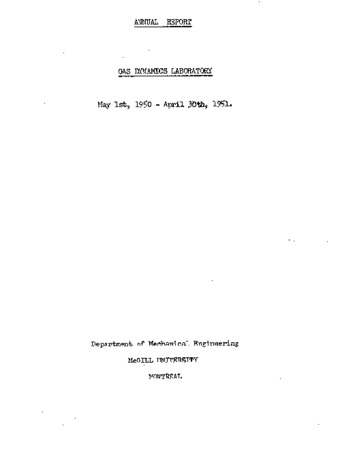 Annual report. Gas Dynamics Laboratory. May 1, 1950-April 30, 1951 thumbnail