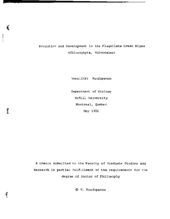 Evolution and development in the flagellate green algae (Chlorophyta, Volvocales) thumbnail