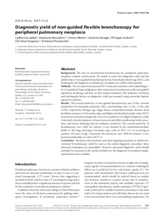 Diagnostic yield of non-guided flexible bronchoscopy for peripheral pulmonary neoplasia thumbnail