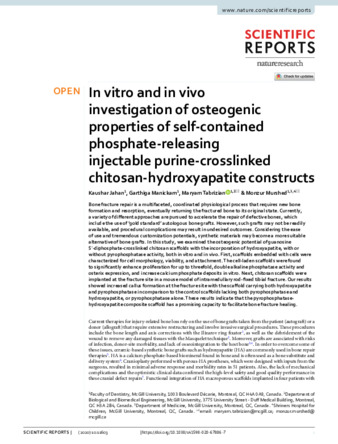 In vitro and in vivo investigation of osteogenic properties of self‑contained phosphate‑releasing injectable purine‑crosslinked chitosan‑hydroxyapatite constructs thumbnail