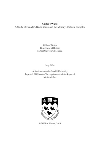 Culture Wars: A Study of Canada's Black Watch and the Military–Cultural Complex thumbnail