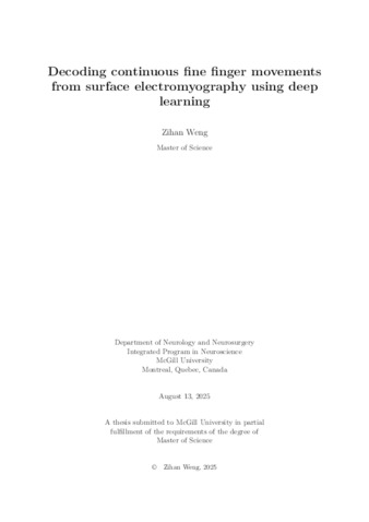 Decoding continuous fine finger movements from surface electromyography using deep learning thumbnail