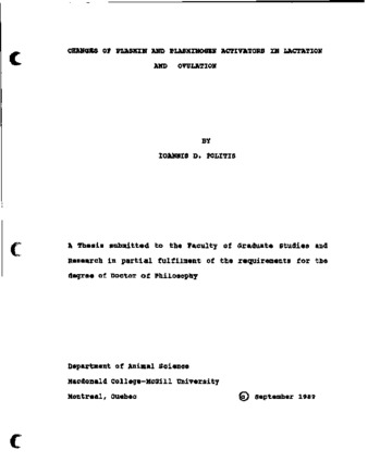 Changes of plasmin and plasminogen activators in lactation and ovulation thumbnail