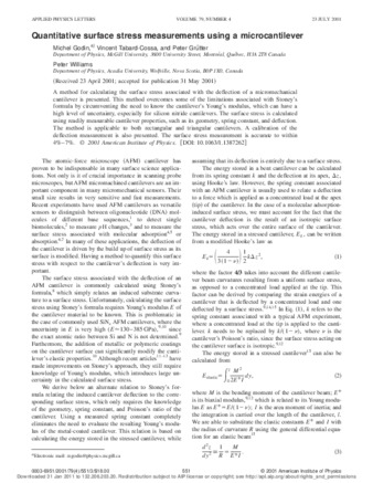 Quantitative surface stress measurements using a microcantilever thumbnail