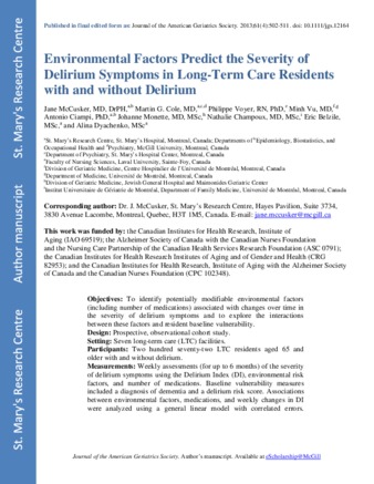 Environmental factors predict the severity of delirium symptoms in long-term care residents with and without delirium. thumbnail