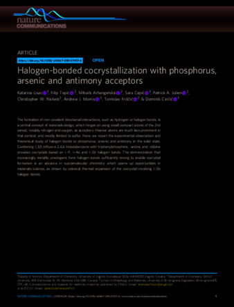Halogen-bonded cocrystallization with phosphorus, arsenic and antimony acceptors thumbnail