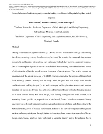 Seismic behaviour of multi-storey gravity-controlled rocking braced-frame buildings including floor vertical response thumbnail