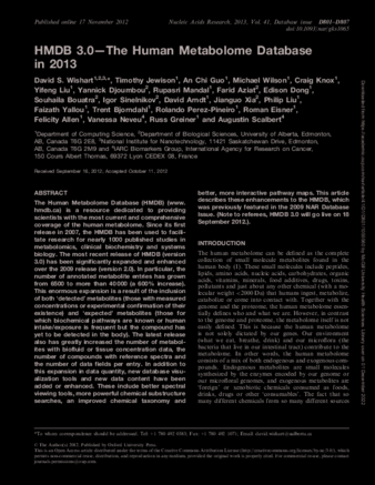 HMDB 3.0—The Human Metabolome Database in 2013 thumbnail