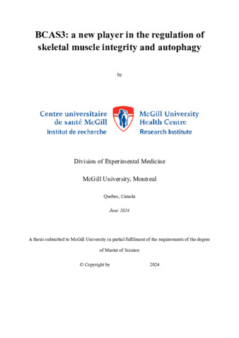 Breast Carcinoma Amplified Sequence 3 (BCAS3): a new player in the regulation of skeletal muscle integrity and autophagy thumbnail