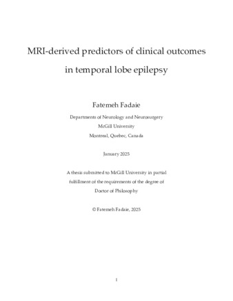 MRI-derived predictors of clinical outcomes in temporal lobe epilepsy thumbnail
