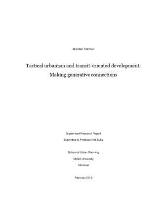 Tactical urbanism and transit-oriented development: making generative connections thumbnail