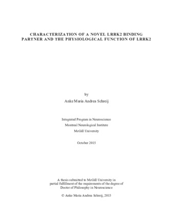 Characterization of a novel LRRK2 binding partner and the physiological fundtion of LRRK2 thumbnail