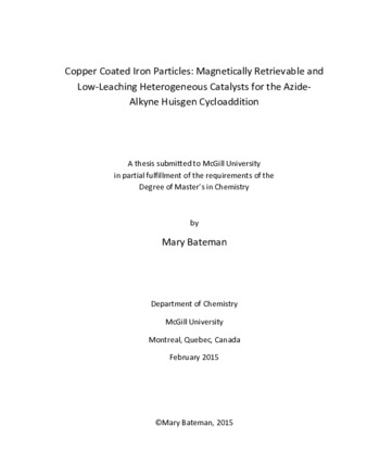 Copper coated iron particles: magneticallly retrievable and low-leaching heterogeneous catalysts for the azide-alkyne huisgen cycloaddition thumbnail