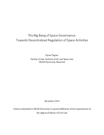 The Big Bang of space governance: towards decentralized regulation of space activities thumbnail