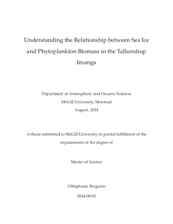 Understanding the Evolving Relationship between Phytoplankton Productivity and Sea Ice in the Tallurutiup Imanga English thumbnail