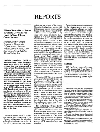 Effect of tamoxifen on serum insulin-like growth factor I levels in stage I breast cancer patients thumbnail