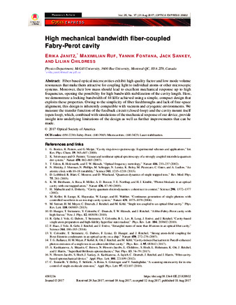 High mechanical bandwidth fiber-coupled Fabry-Perot cavity thumbnail