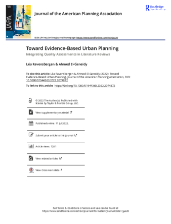 Toward Evidence-Based Urban Planning: Integrating Quality Assessments in Literature Reviews thumbnail