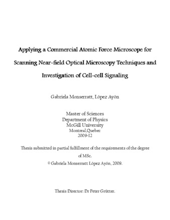 Applying a commercial atomic force microscope for scanning near-field optical microscopy techniques and investigation of Cell-cell signalling thumbnail