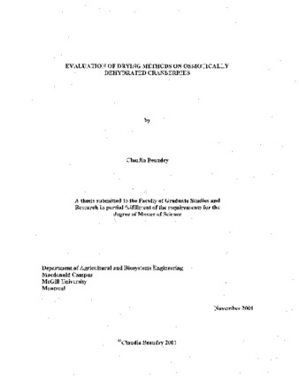 Evaluation of drying methods on osmotically dehydrated cranberries thumbnail