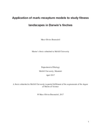 Application of mark-recapture models to study fitness landscapes in Darwin's finches thumbnail