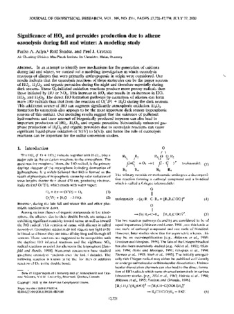 Significance of HOₓ and peroxides production due to alkene ozonolysis during fall and winter: A modeling study thumbnail