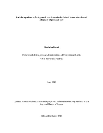 Racial disparities in fetal growth restriction in the United States: the effect of adequacy of prenatal care thumbnail