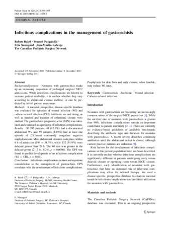 Infectious complications in the management of gastroschisis thumbnail