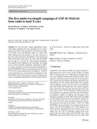 The first multi-wavelength campaign of AXP 4U 0142+61 from radio to hard X-rays thumbnail